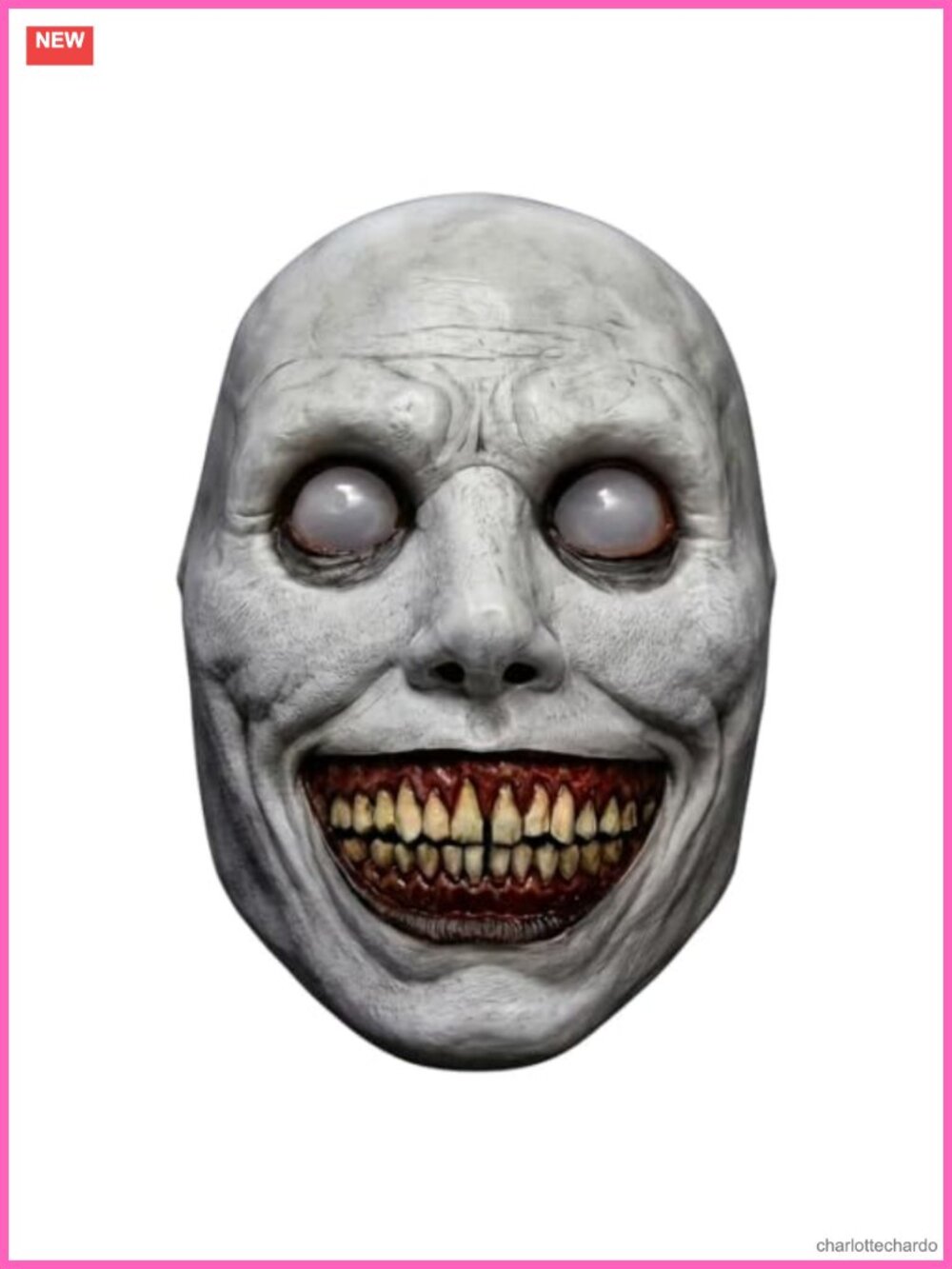 Creepy Smiling Mask Scary Halloween Realistic Latex Grinning Demon Full Head